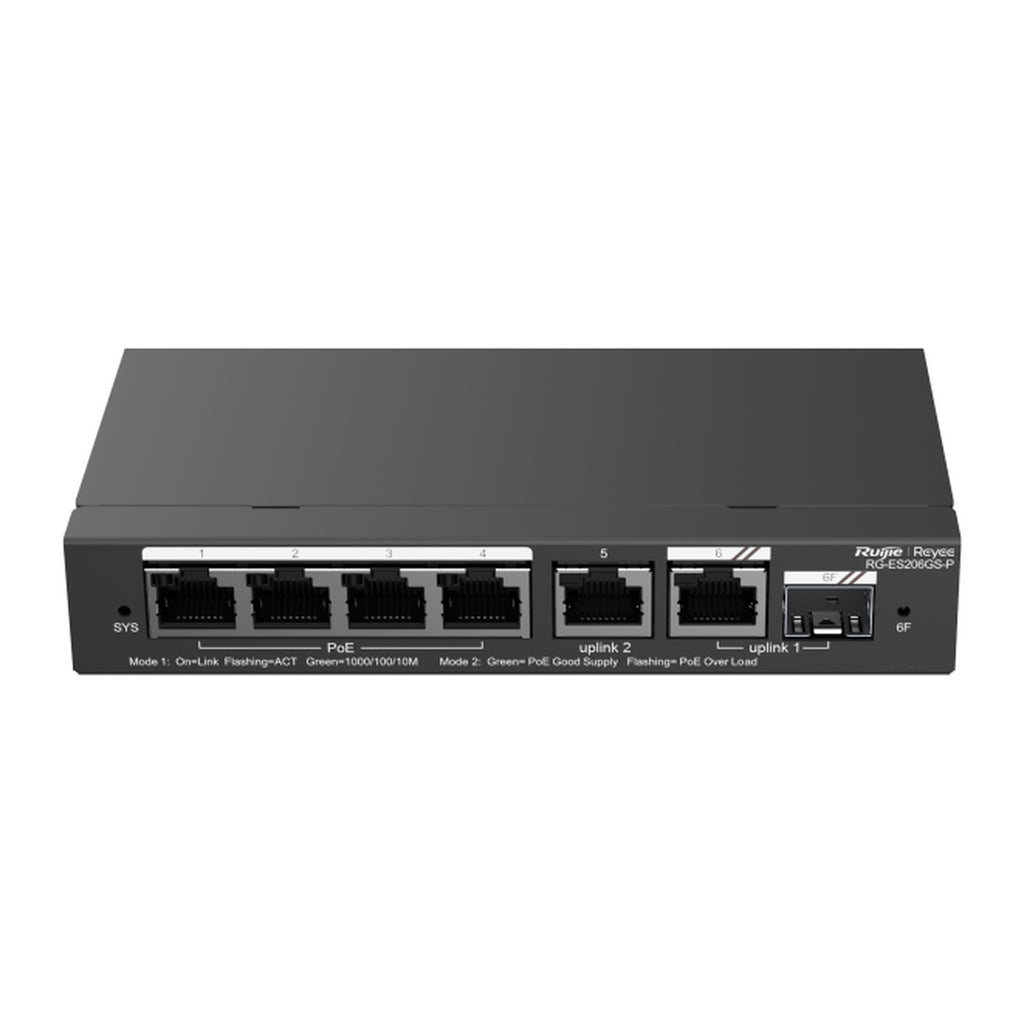 Switch Gigabit gestionado en nube Ruijie Reyee RG-ES206GS-P 6 puertos PoE+