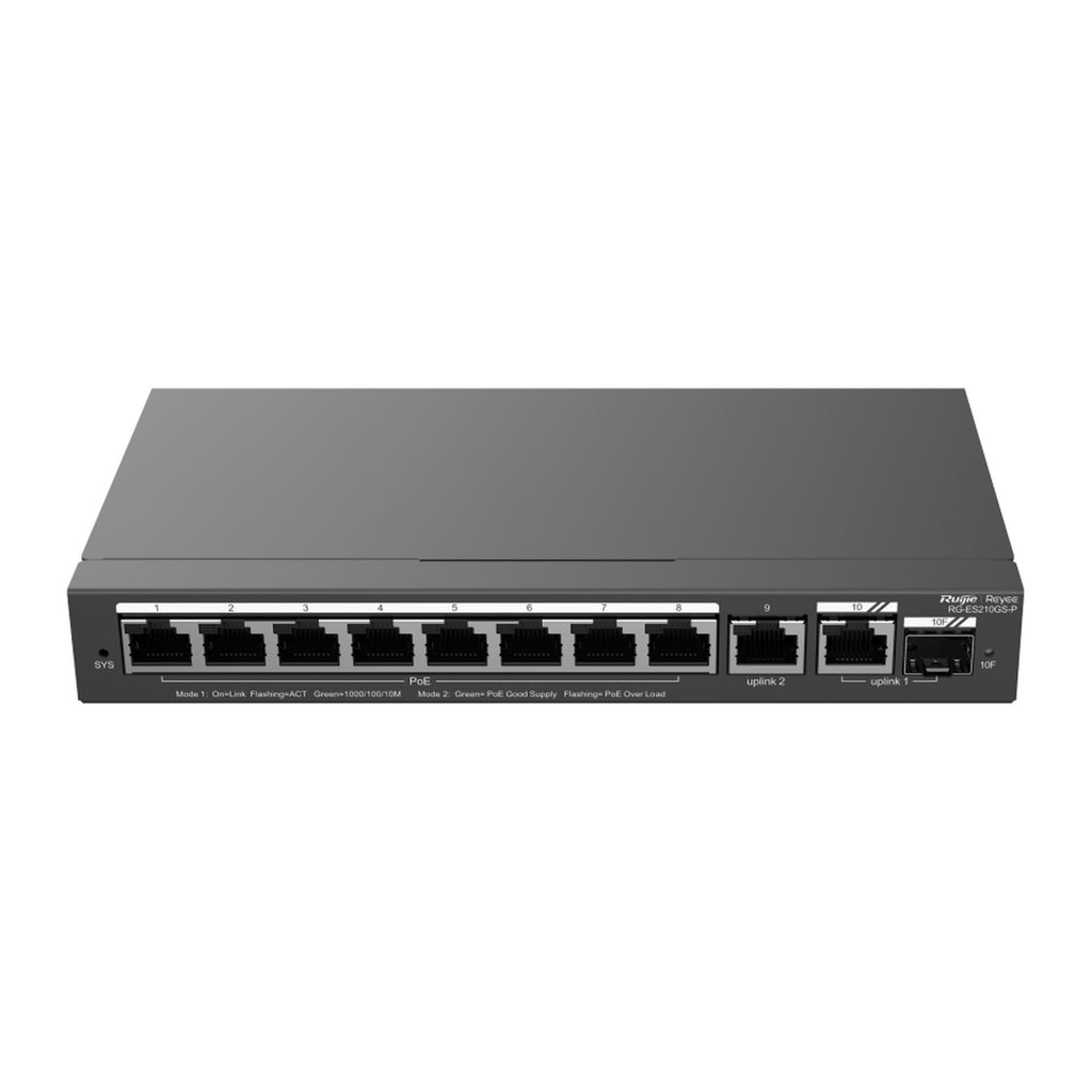 Switch gigabit 10 puertos smart cloud managed PoE+ RG-ES210GS-P