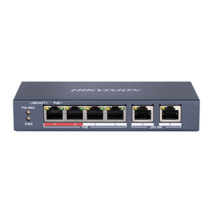 Switch PoE no administrado Hikvision DS-3E0106P-E/M 4 puertos Fast Ethernet